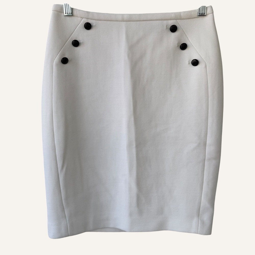 White House Black Market Ivory Pencil Skirt‎ with Royal Accents Size 00